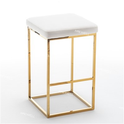 Scaun de bar din catifea albă